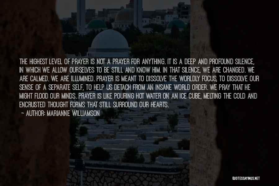 Marianne Williamson Quotes: The Highest Level Of Prayer Is Not A Prayer For Anything. It Is A Deep And Profound Silence, In Which