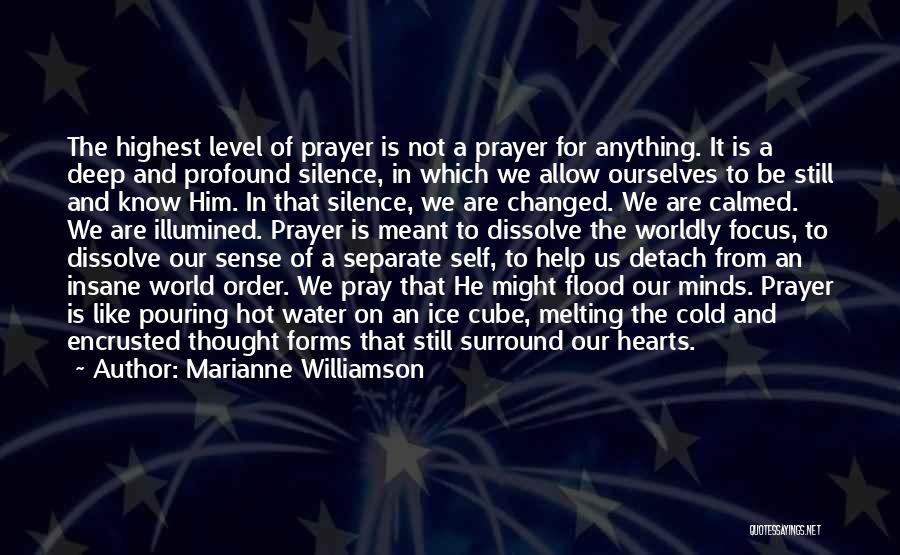 Marianne Williamson Quotes: The Highest Level Of Prayer Is Not A Prayer For Anything. It Is A Deep And Profound Silence, In Which