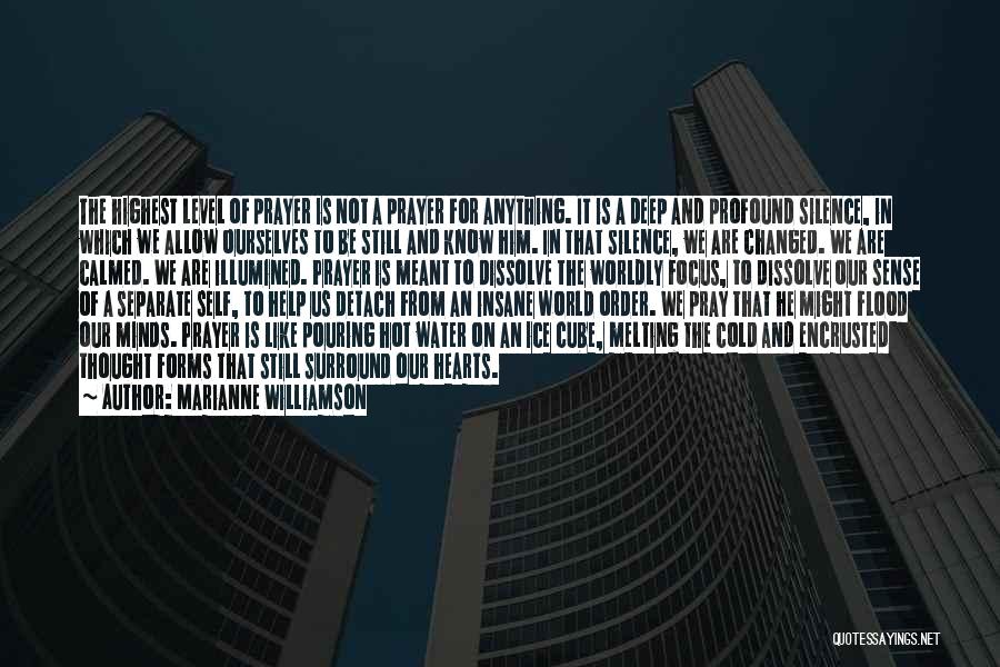 Marianne Williamson Quotes: The Highest Level Of Prayer Is Not A Prayer For Anything. It Is A Deep And Profound Silence, In Which