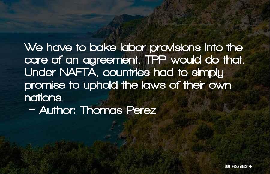 Thomas Perez Quotes: We Have To Bake Labor Provisions Into The Core Of An Agreement. Tpp Would Do That. Under Nafta, Countries Had