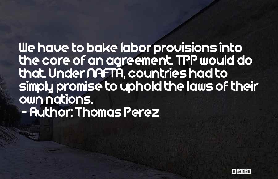 Thomas Perez Quotes: We Have To Bake Labor Provisions Into The Core Of An Agreement. Tpp Would Do That. Under Nafta, Countries Had