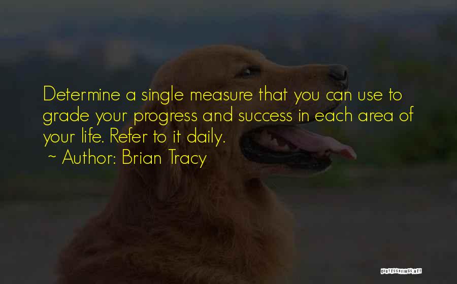 Brian Tracy Quotes: Determine A Single Measure That You Can Use To Grade Your Progress And Success In Each Area Of Your Life.