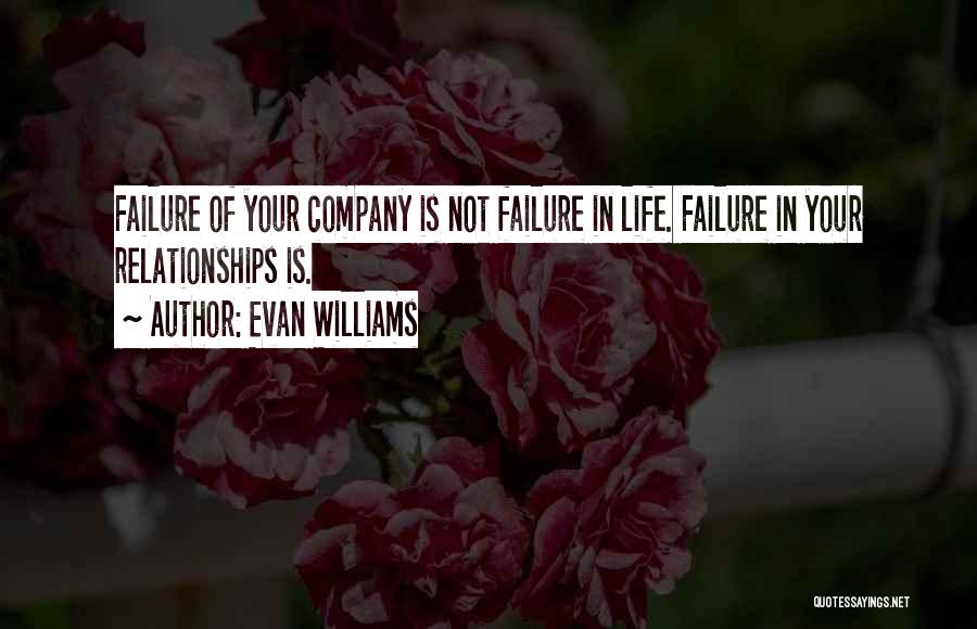 Evan Williams Quotes: Failure Of Your Company Is Not Failure In Life. Failure In Your Relationships Is.