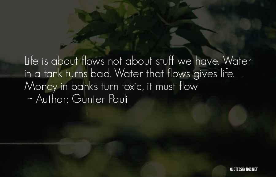 Gunter Pauli Quotes: Life Is About Flows Not About Stuff We Have. Water In A Tank Turns Bad. Water That Flows Gives Life.