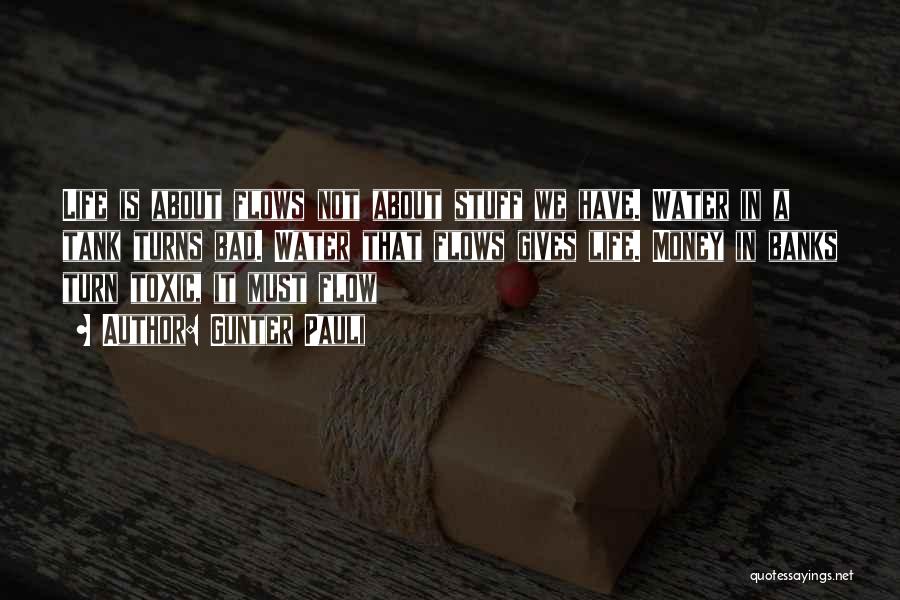 Gunter Pauli Quotes: Life Is About Flows Not About Stuff We Have. Water In A Tank Turns Bad. Water That Flows Gives Life.