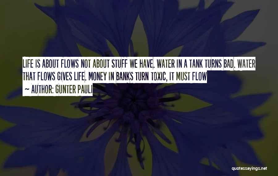 Gunter Pauli Quotes: Life Is About Flows Not About Stuff We Have. Water In A Tank Turns Bad. Water That Flows Gives Life.