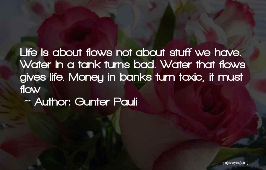 Gunter Pauli Quotes: Life Is About Flows Not About Stuff We Have. Water In A Tank Turns Bad. Water That Flows Gives Life.