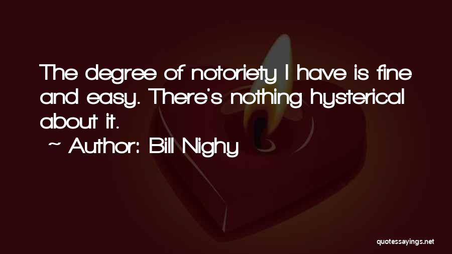 Bill Nighy Quotes: The Degree Of Notoriety I Have Is Fine And Easy. There's Nothing Hysterical About It.