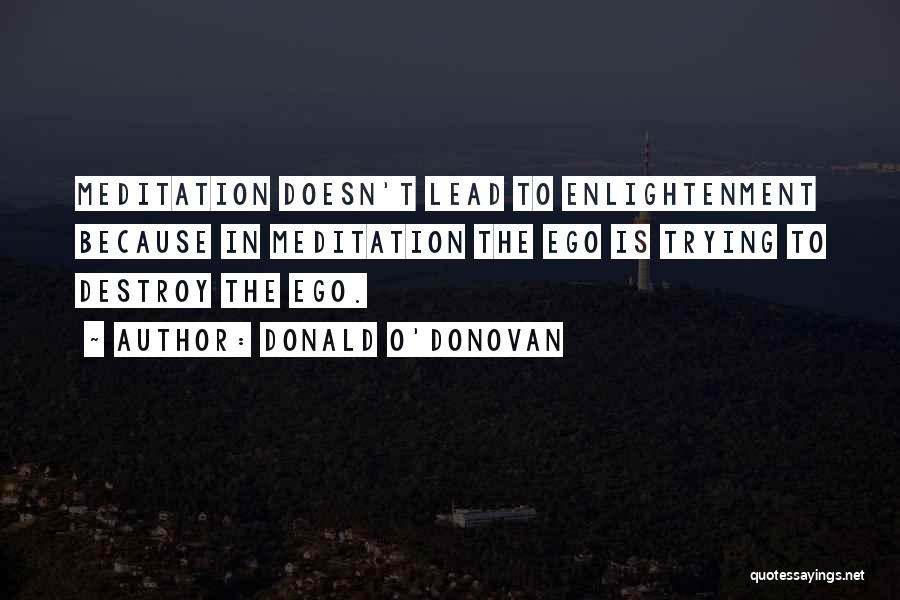 Donald O'Donovan Quotes: Meditation Doesn't Lead To Enlightenment Because In Meditation The Ego Is Trying To Destroy The Ego.