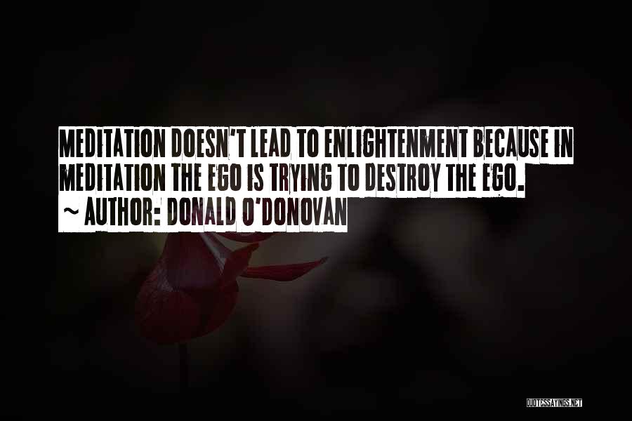 Donald O'Donovan Quotes: Meditation Doesn't Lead To Enlightenment Because In Meditation The Ego Is Trying To Destroy The Ego.