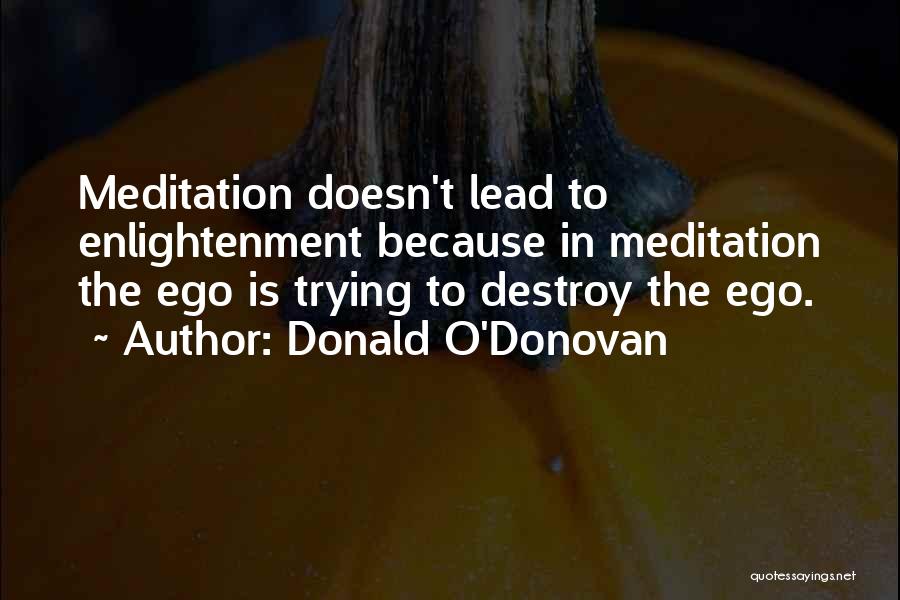 Donald O'Donovan Quotes: Meditation Doesn't Lead To Enlightenment Because In Meditation The Ego Is Trying To Destroy The Ego.