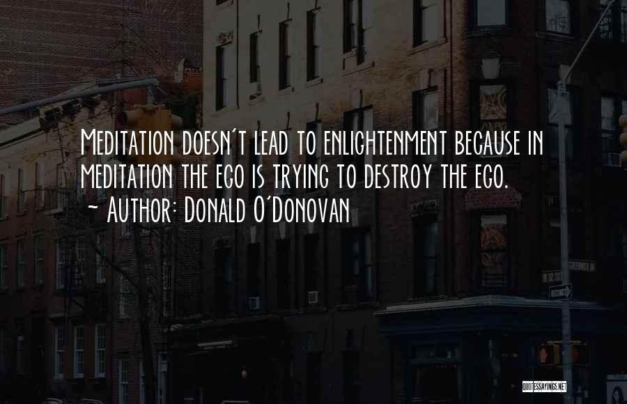 Donald O'Donovan Quotes: Meditation Doesn't Lead To Enlightenment Because In Meditation The Ego Is Trying To Destroy The Ego.