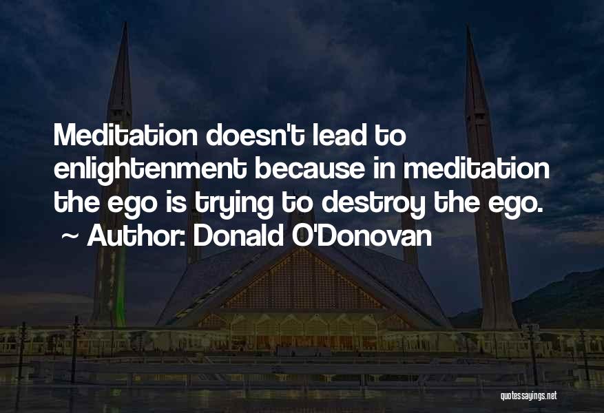 Donald O'Donovan Quotes: Meditation Doesn't Lead To Enlightenment Because In Meditation The Ego Is Trying To Destroy The Ego.