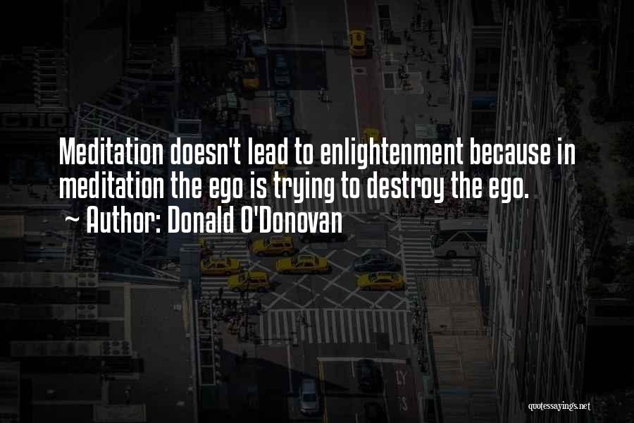 Donald O'Donovan Quotes: Meditation Doesn't Lead To Enlightenment Because In Meditation The Ego Is Trying To Destroy The Ego.