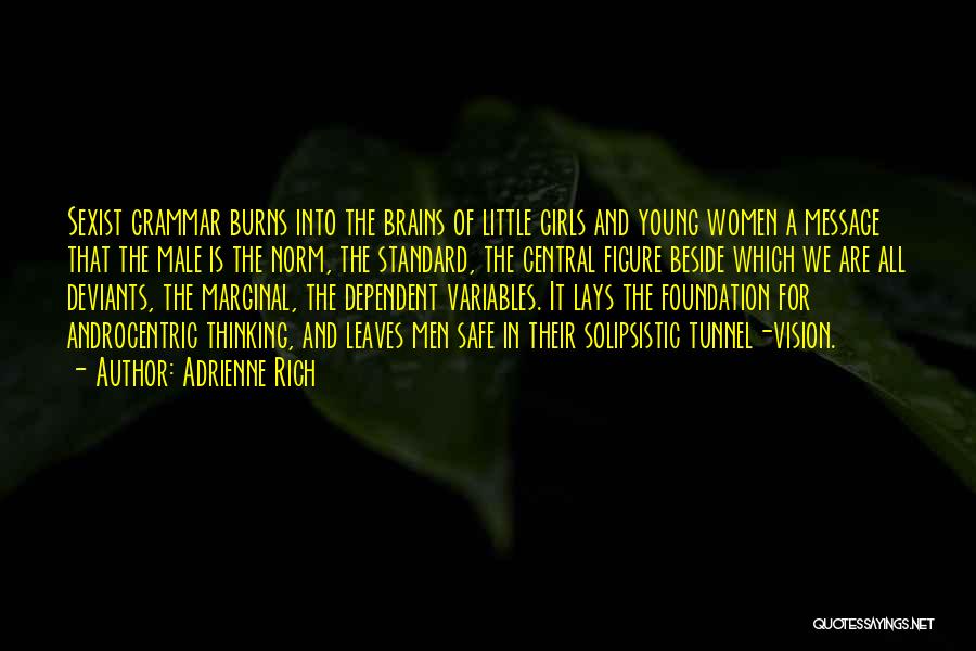 Adrienne Rich Quotes: Sexist Grammar Burns Into The Brains Of Little Girls And Young Women A Message That The Male Is The Norm,