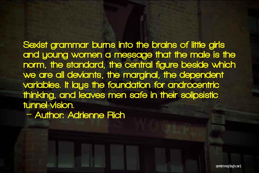 Adrienne Rich Quotes: Sexist Grammar Burns Into The Brains Of Little Girls And Young Women A Message That The Male Is The Norm,