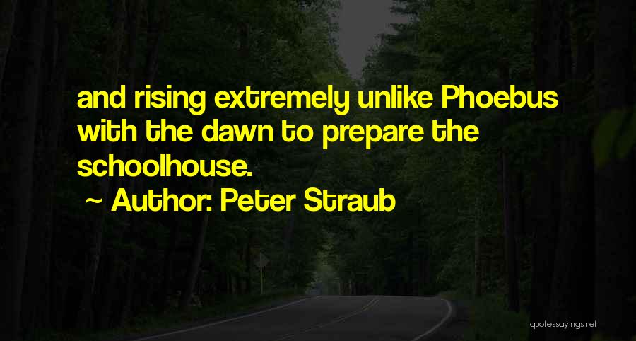 Peter Straub Quotes: And Rising Extremely Unlike Phoebus With The Dawn To Prepare The Schoolhouse.