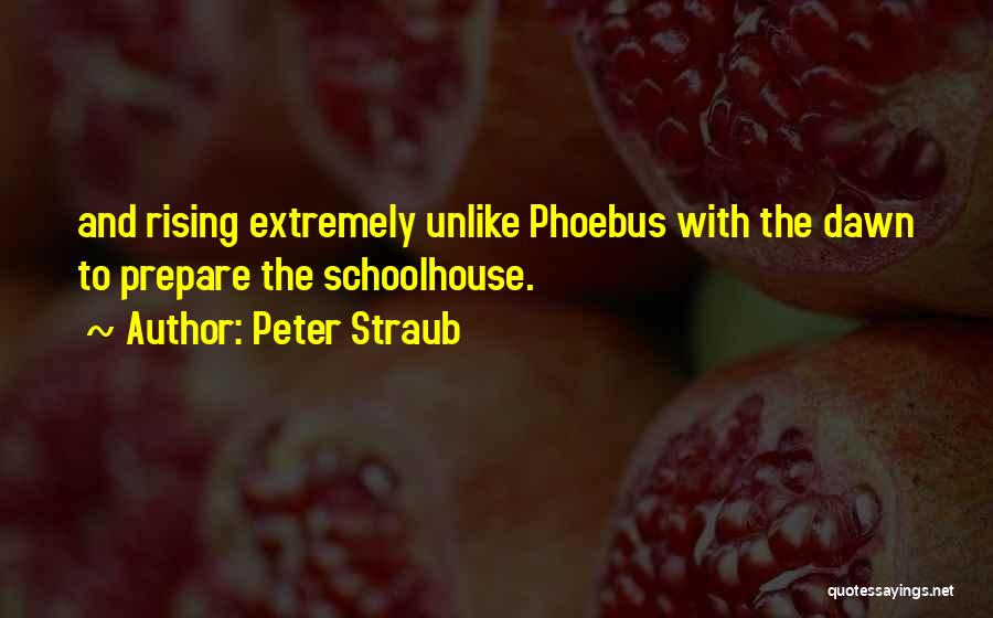 Peter Straub Quotes: And Rising Extremely Unlike Phoebus With The Dawn To Prepare The Schoolhouse.