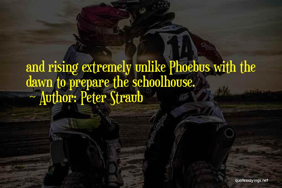 Peter Straub Quotes: And Rising Extremely Unlike Phoebus With The Dawn To Prepare The Schoolhouse.