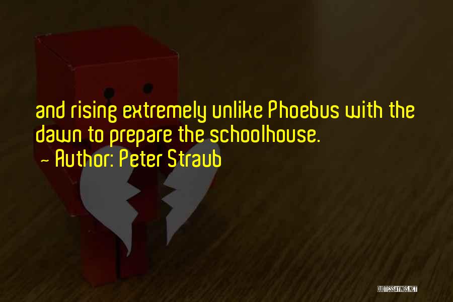 Peter Straub Quotes: And Rising Extremely Unlike Phoebus With The Dawn To Prepare The Schoolhouse.