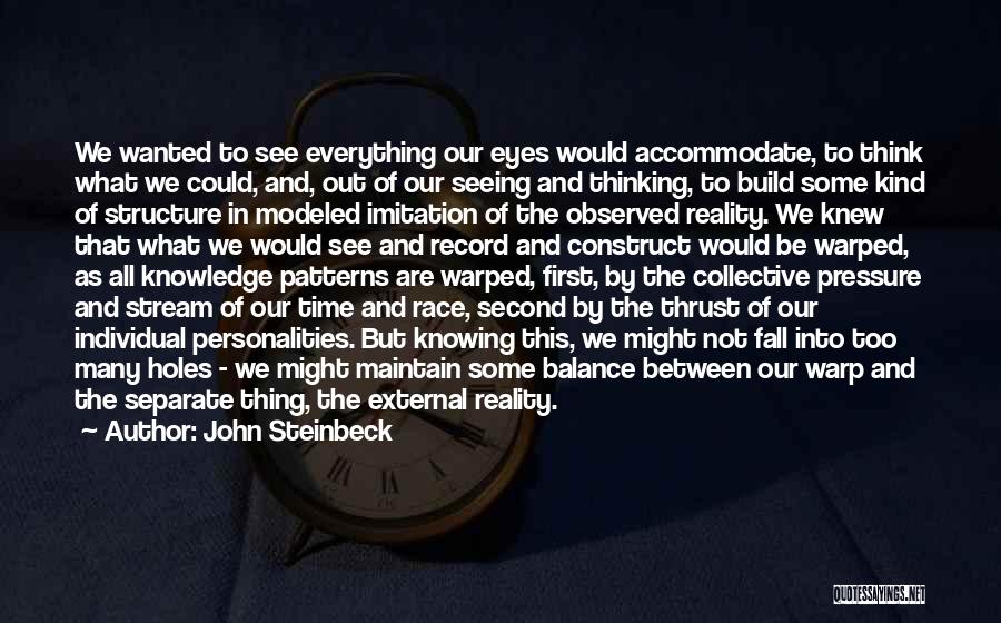 John Steinbeck Quotes: We Wanted To See Everything Our Eyes Would Accommodate, To Think What We Could, And, Out Of Our Seeing And