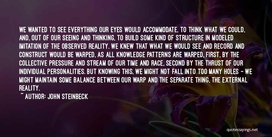 John Steinbeck Quotes: We Wanted To See Everything Our Eyes Would Accommodate, To Think What We Could, And, Out Of Our Seeing And