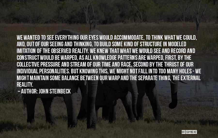 John Steinbeck Quotes: We Wanted To See Everything Our Eyes Would Accommodate, To Think What We Could, And, Out Of Our Seeing And