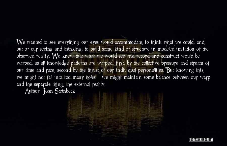 John Steinbeck Quotes: We Wanted To See Everything Our Eyes Would Accommodate, To Think What We Could, And, Out Of Our Seeing And