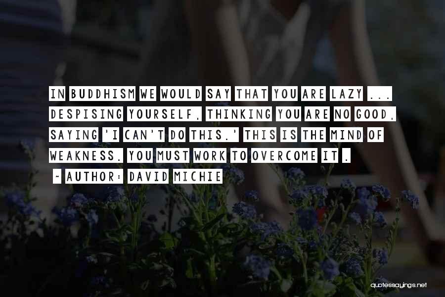 David Michie Quotes: In Buddhism We Would Say That You Are Lazy ... Despising Yourself, Thinking You Are No Good, Saying 'i Can't