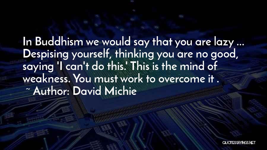 David Michie Quotes: In Buddhism We Would Say That You Are Lazy ... Despising Yourself, Thinking You Are No Good, Saying 'i Can't