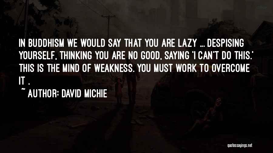 David Michie Quotes: In Buddhism We Would Say That You Are Lazy ... Despising Yourself, Thinking You Are No Good, Saying 'i Can't