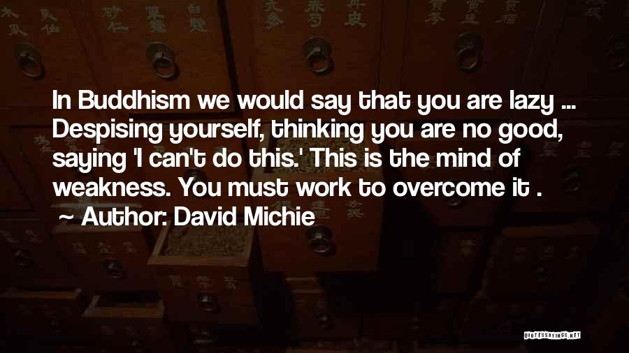 David Michie Quotes: In Buddhism We Would Say That You Are Lazy ... Despising Yourself, Thinking You Are No Good, Saying 'i Can't