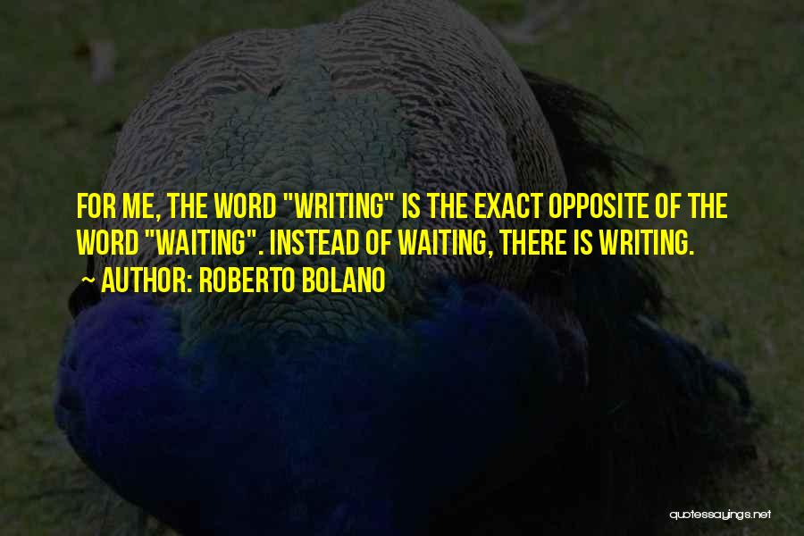 Roberto Bolano Quotes: For Me, The Word Writing Is The Exact Opposite Of The Word Waiting. Instead Of Waiting, There Is Writing.