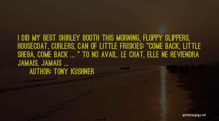 Tony Kushner Quotes: I Did My Best Shirley Booth This Morning, Floppy Slippers, Housecoat, Curlers, Can Of Little Friskies; Come Back, Little Sheba,