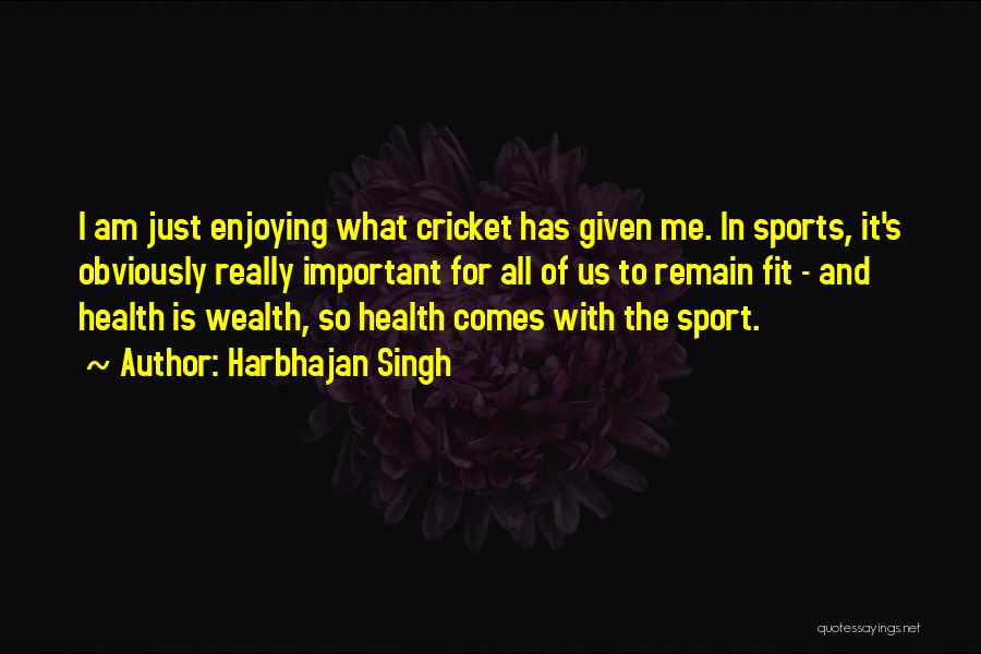 Harbhajan Singh Quotes: I Am Just Enjoying What Cricket Has Given Me. In Sports, It's Obviously Really Important For All Of Us To