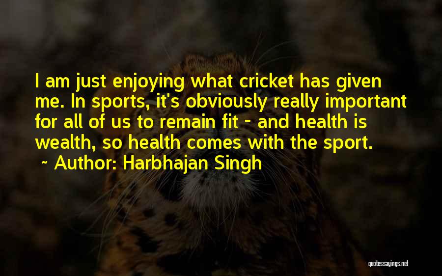 Harbhajan Singh Quotes: I Am Just Enjoying What Cricket Has Given Me. In Sports, It's Obviously Really Important For All Of Us To