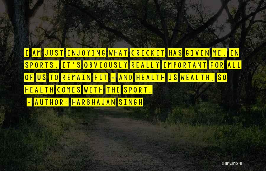 Harbhajan Singh Quotes: I Am Just Enjoying What Cricket Has Given Me. In Sports, It's Obviously Really Important For All Of Us To