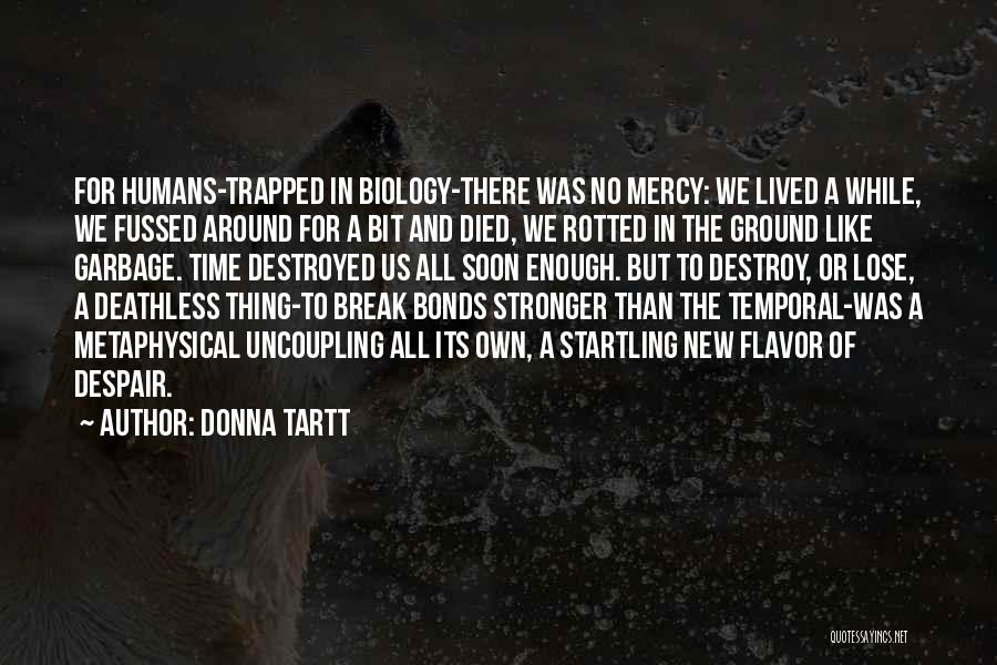 Donna Tartt Quotes: For Humans-trapped In Biology-there Was No Mercy: We Lived A While, We Fussed Around For A Bit And Died, We