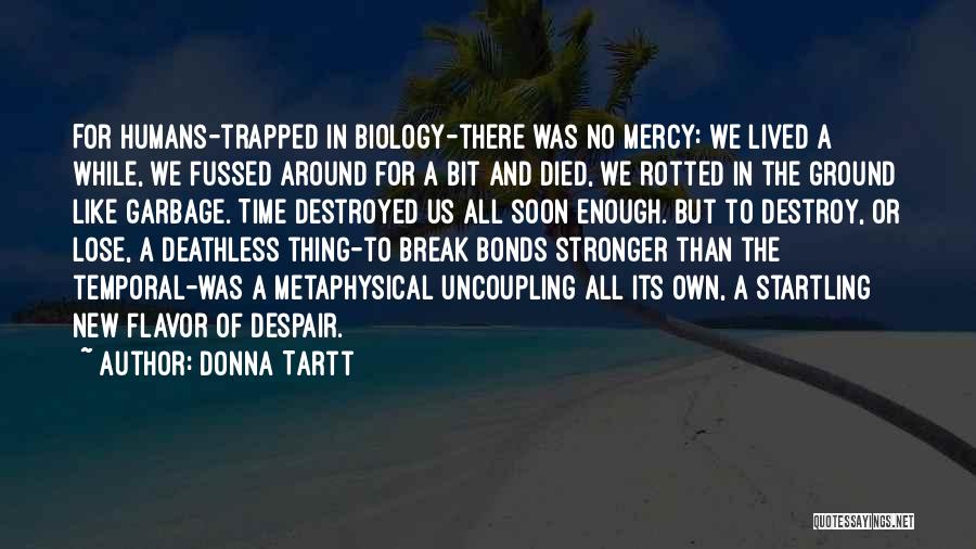 Donna Tartt Quotes: For Humans-trapped In Biology-there Was No Mercy: We Lived A While, We Fussed Around For A Bit And Died, We