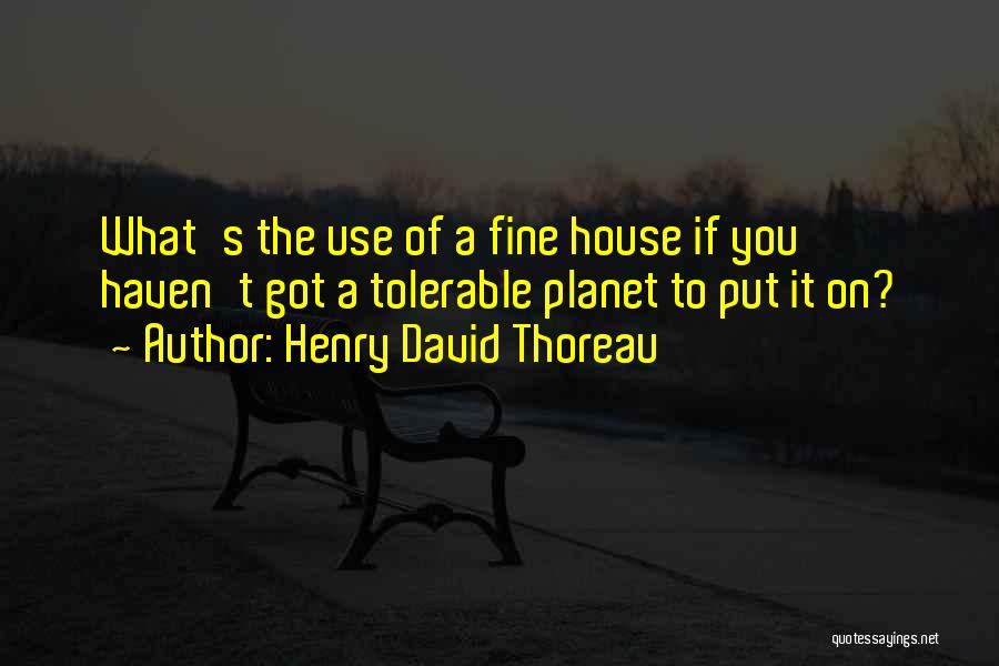 Henry David Thoreau Quotes: What's The Use Of A Fine House If You Haven't Got A Tolerable Planet To Put It On?