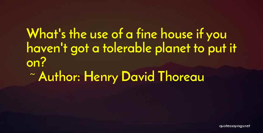 Henry David Thoreau Quotes: What's The Use Of A Fine House If You Haven't Got A Tolerable Planet To Put It On?