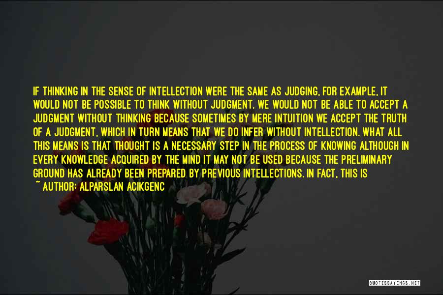 Alparslan Acikgenc Quotes: If Thinking In The Sense Of Intellection Were The Same As Judging, For Example, It Would Not Be Possible To