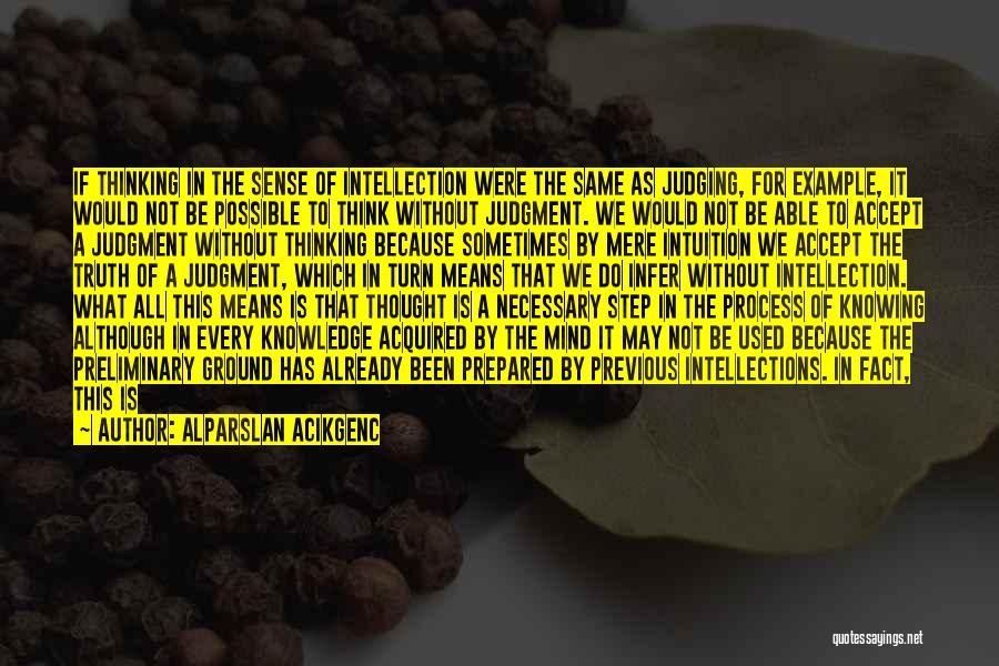 Alparslan Acikgenc Quotes: If Thinking In The Sense Of Intellection Were The Same As Judging, For Example, It Would Not Be Possible To