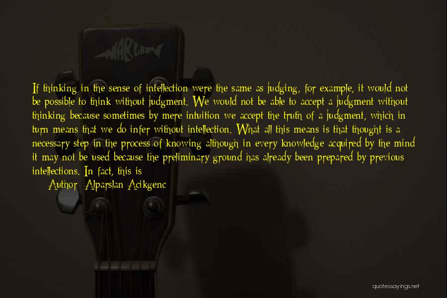 Alparslan Acikgenc Quotes: If Thinking In The Sense Of Intellection Were The Same As Judging, For Example, It Would Not Be Possible To