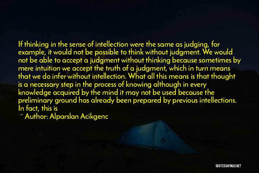 Alparslan Acikgenc Quotes: If Thinking In The Sense Of Intellection Were The Same As Judging, For Example, It Would Not Be Possible To