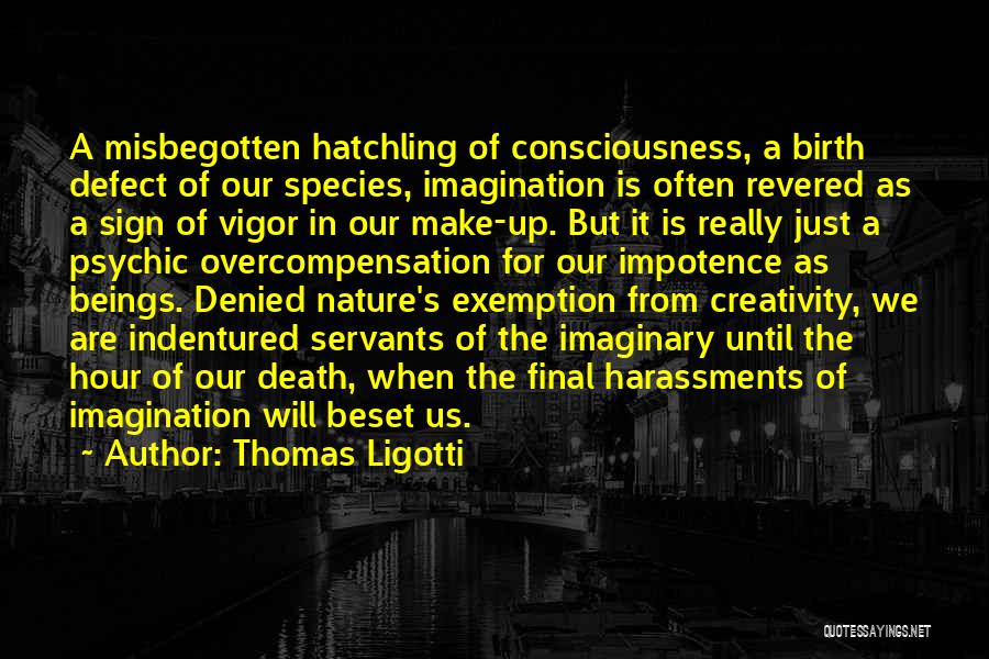 Thomas Ligotti Quotes: A Misbegotten Hatchling Of Consciousness, A Birth Defect Of Our Species, Imagination Is Often Revered As A Sign Of Vigor