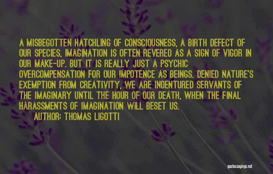 Thomas Ligotti Quotes: A Misbegotten Hatchling Of Consciousness, A Birth Defect Of Our Species, Imagination Is Often Revered As A Sign Of Vigor