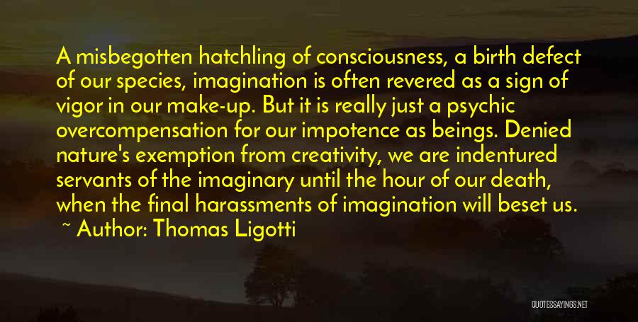 Thomas Ligotti Quotes: A Misbegotten Hatchling Of Consciousness, A Birth Defect Of Our Species, Imagination Is Often Revered As A Sign Of Vigor