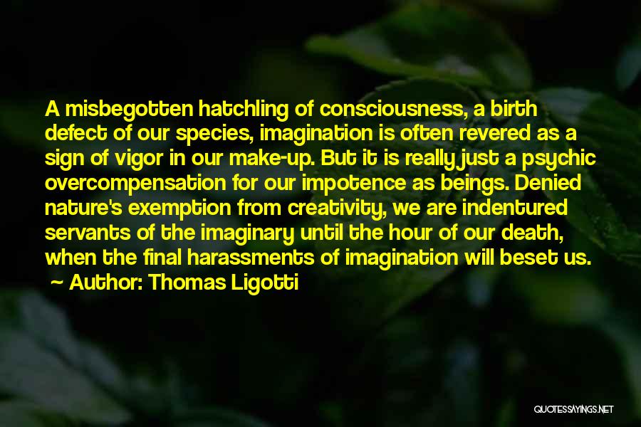 Thomas Ligotti Quotes: A Misbegotten Hatchling Of Consciousness, A Birth Defect Of Our Species, Imagination Is Often Revered As A Sign Of Vigor