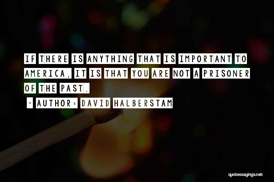 David Halberstam Quotes: If There Is Anything That Is Important To America, It Is That You Are Not A Prisoner Of The Past.